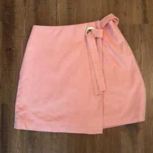 A&F Pink Faux Suede Wrap Skirt